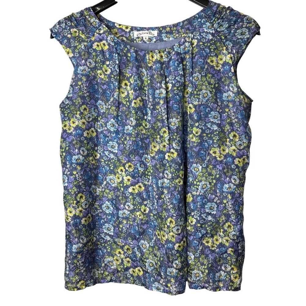Out of the Box Womens Blouse Top Size M Cap Sleeve Lined Floral Whimsical Fairy